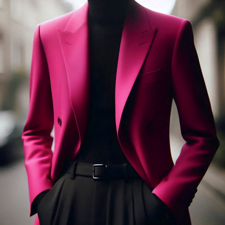 A vibrant fuchsia tailored blazer outfit, Ai generated imageの写真素材