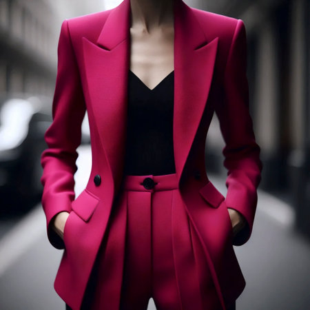 A vibrant fuchsia tailored blazer outfit, Ai generated imageの写真素材
