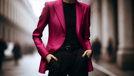 A vibrant fuchsia tailored blazer outfit, Ai generated imageの写真素材