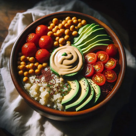 A quick and healthy grain bowl, Ai generated imageの写真素材