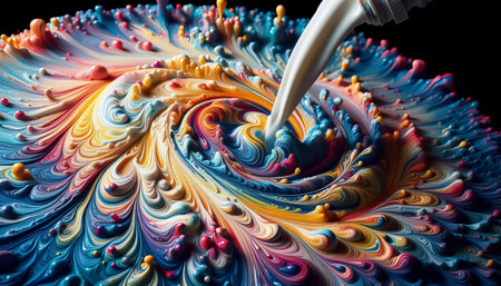 A vibrant fluid art painting in motion, Ai generated imageの写真素材