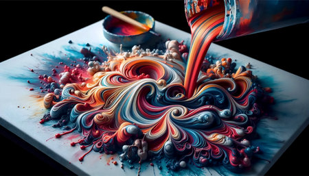 A vibrant fluid art painting in motion, Ai generated image