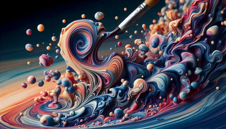 A vibrant fluid art painting in motion, Ai generated imageの写真素材
