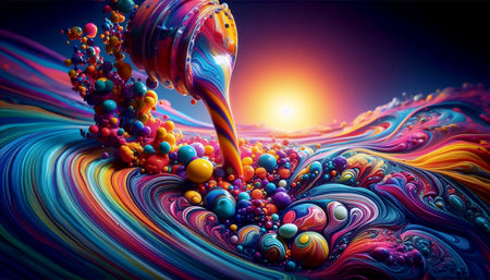 A vibrant fluid art painting in motion, Ai generated image