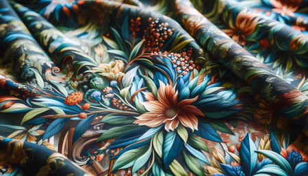 A close-up of a floral print on fabric, Ai generated imageの写真素材
