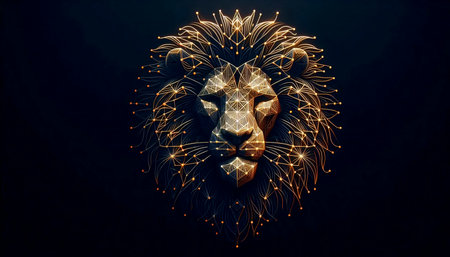 A digital neon geometric animal portrait poster, Ai generated imageの写真素材