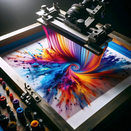 A vintage silk screen printing processの写真素材