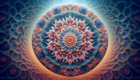 A complex mandala design in digital art, Ai generated imageの写真素材