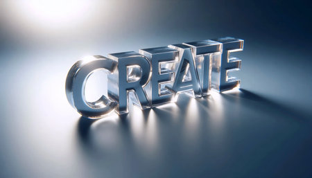 A 3D rendered typography with glass effect, Ai generated imageの写真素材