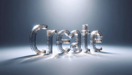 A 3D rendered typography with glass effect, Ai generated imageの写真素材