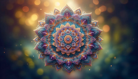 A complex mandala design in digital art, Ai generated imageの写真素材