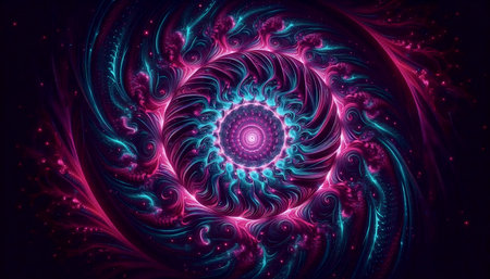 A digital neon cosmic portal artwork poster, Ai generated image
