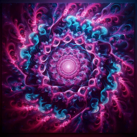 A digital neon cosmic portal artwork poster, Ai generated image