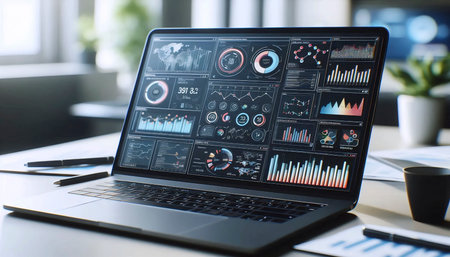 A modern financial data dashboard on a screen, Ai generated imageの写真素材