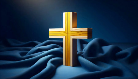 A Swedish flag in minimalist furniture design, Ai generated imageの写真素材