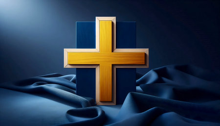 A Swedish flag in minimalist furniture design, Ai generated imageの写真素材