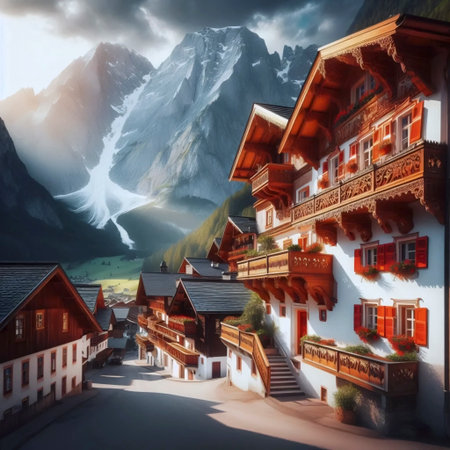 A alpine village architecture, Ai generated imageの写真素材