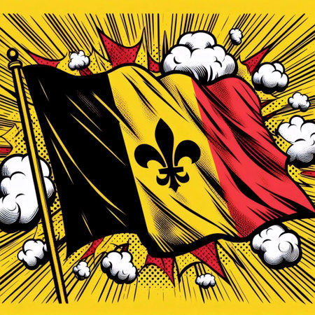 A Belgian flag in comic book art style, Ai generated imageの写真素材