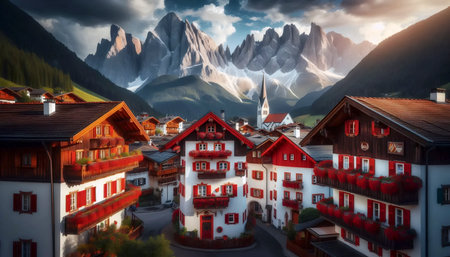 Ai generated image of alpine village architectureの写真素材