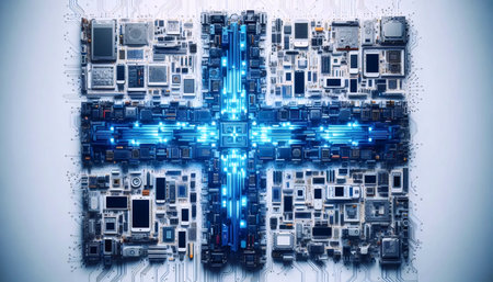 A Finnish flag from mobile technology elements, Ai generated imageの写真素材