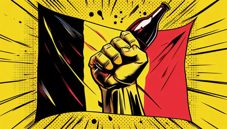 A Belgian flag in comic book art style, Ai generated imageの写真素材
