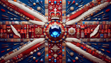 A Union Jack from royal ceremony elements, Ai generated imageの写真素材