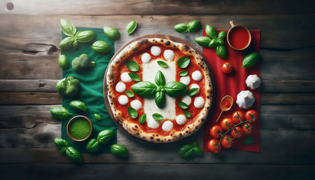 A Italian flag melting into a pizza margherita, Ai generated imageの写真素材