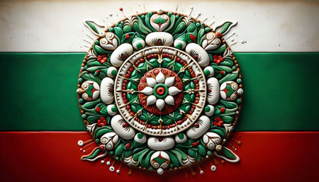A Bulgarian flag in traditional pottery art, Ai generated image