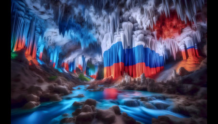 An image of an underground cave system, Ai generated imageの写真素材