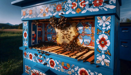 A Slovenian flag in beekeeping tradition, Ai generated image