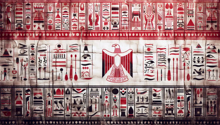 A Egyptian flag in papyrus art heritage, Ai generated imageの写真素材