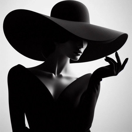 A vintage elegant woman silhouette art print, Ai generated imageの写真素材