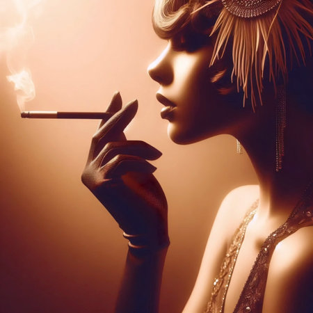 A sepia tone jazz age smoking art, Ai generated image