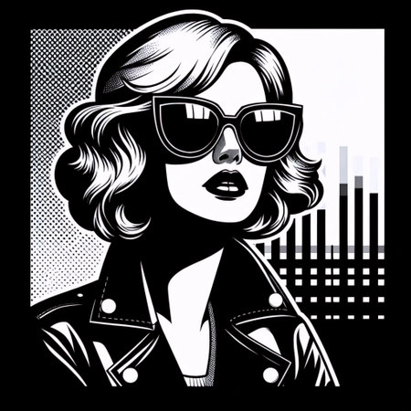 A vintage pop art sunglasses portrait, Ai generated image