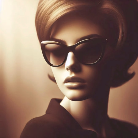 A sepia tone retro glamour sunglasses print, Ai generated image