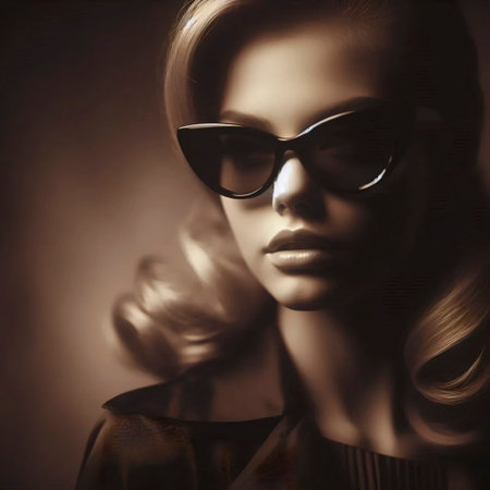 A sepia tone retro glamour sunglasses print, Ai generated imageの写真素材