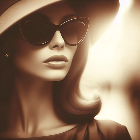 A sepia tone retro glamour sunglasses print, Ai generated imageの写真素材