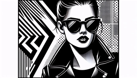 A vintage pop art sunglasses portrait, Ai generated image