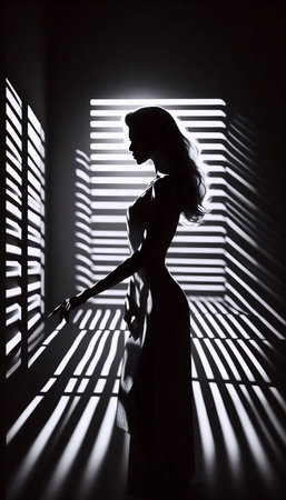 A venetian blind shadow fashion art, Ai generated imageの写真素材
