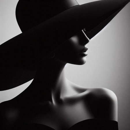A vintage elegant woman silhouette art print, Ai generated imageの写真素材