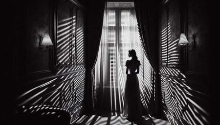 A patterned sunlight elegance portrait, Ai generated imageの写真素材