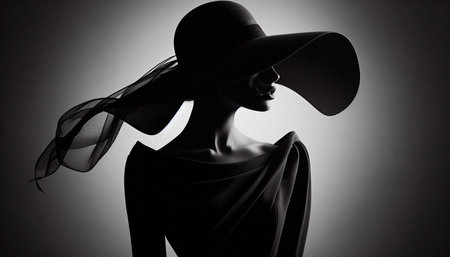 A vintage elegant woman silhouette art print, Ai generated imageの写真素材