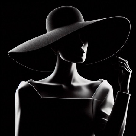 A vintage elegant woman silhouette art print, Ai generated imageの写真素材