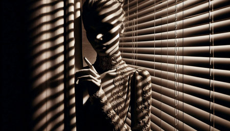 A venetian blind shadow fashion art, Ai generated imageの写真素材
