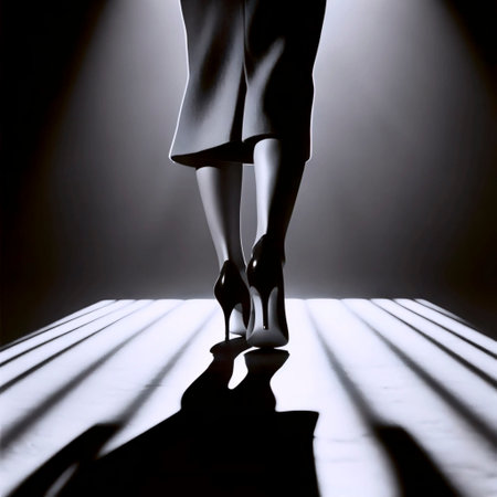 A vintage black and white photographic print of a woman's legsの写真素材