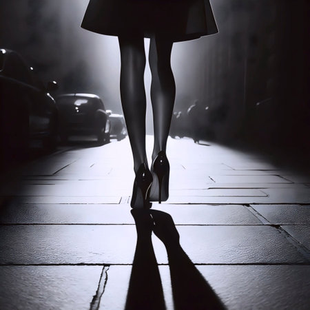 A vintage black and white photographic print of womans legs, Ai generated imageの写真素材