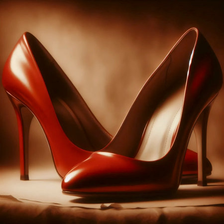 A sepia tone red shoe elegance, Ai generated imageの写真素材