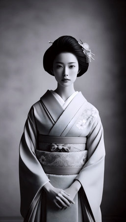 A vintage geisha beauty portrait, Ai generated imageの写真素材