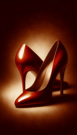 A sepia tone red shoe elegance, Ai generated imageの写真素材
