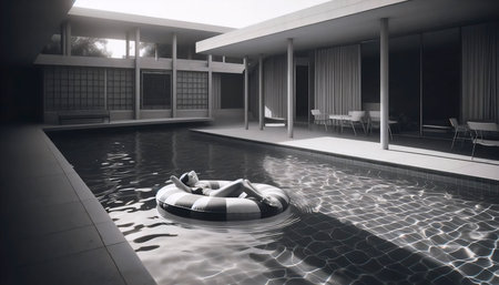 A vintage pool float relaxation, Ai generated image